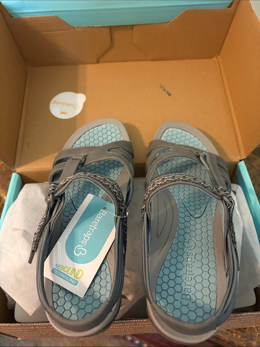 New: BareTraps Blue and Gray Women's Casual Strappy Sandals